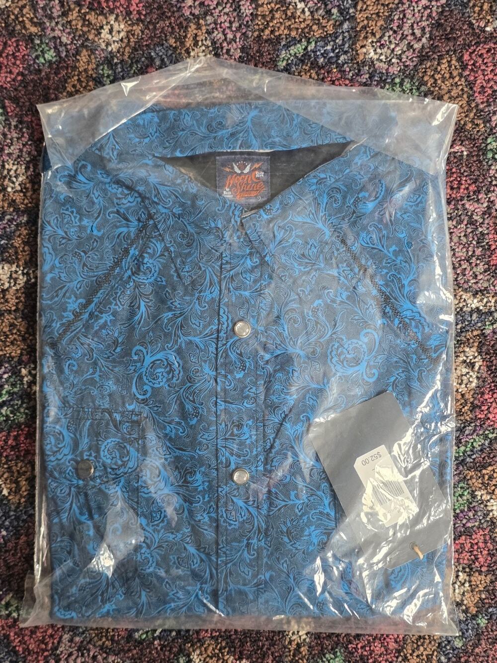New Moonshine Spirit By Brad Paisley Men's Blue Black Western Shirt Size XL